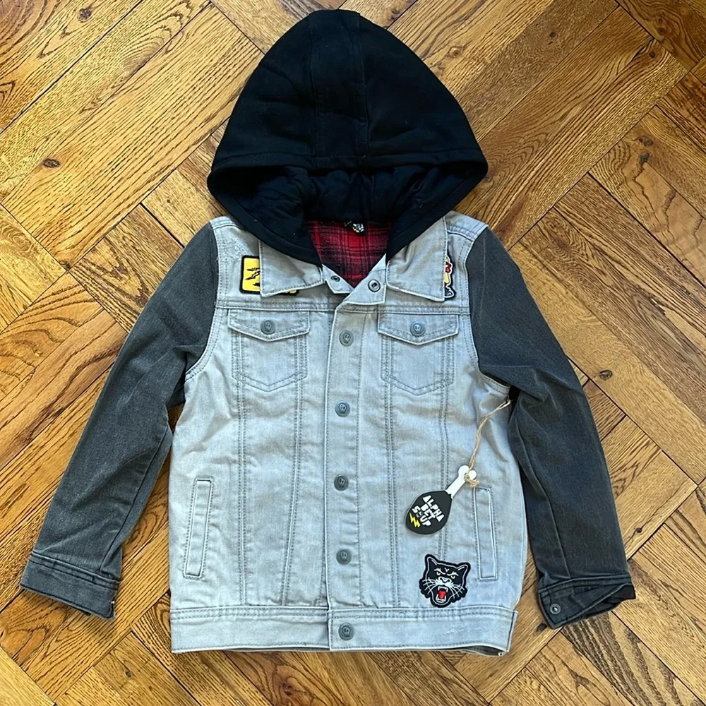 ALPHABET SOUP HOODED DENIM JACKET NWT